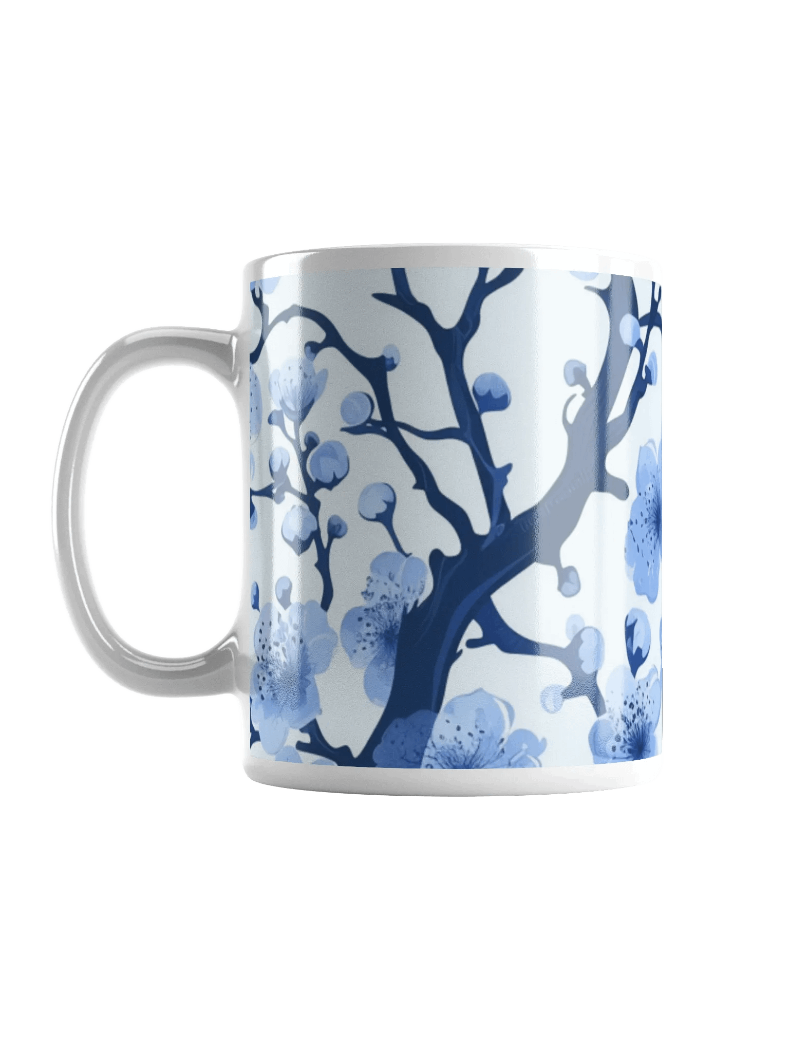 Blue and White Floral White Glossy Ceramic Mug by Treasure Pie product image (6)