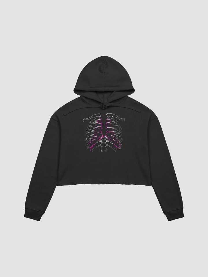 Pink Rib Crop Hoodie- Black product image (1)