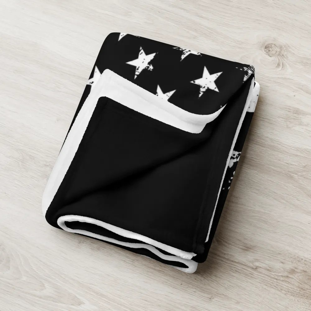 Patriotic Comfort: Distressed Stars and Stripes Black and White American Flag Throw Blanket product image (6)