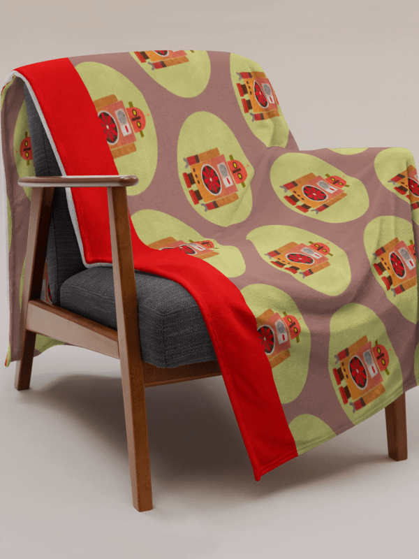 Atomic Robot Party - Blanket in Grey and Red product image (2)