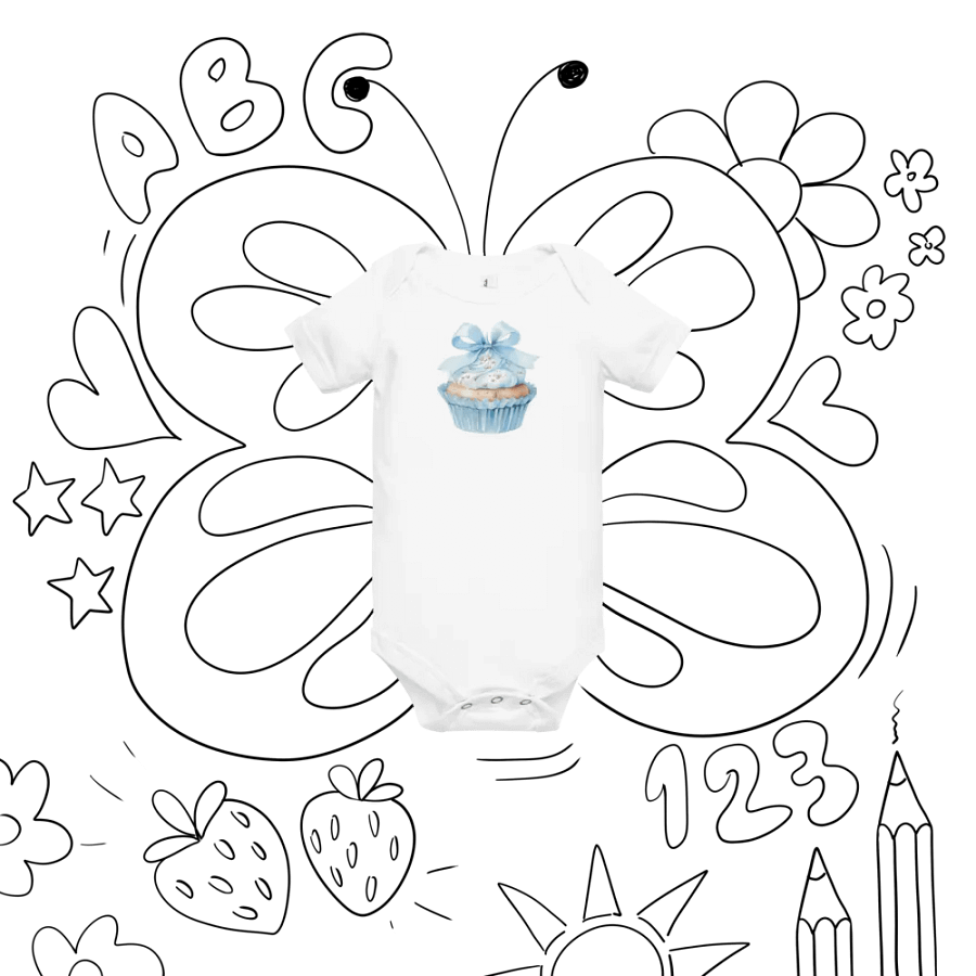 Baby Blue Gift Cupcake Onesie product image (9)