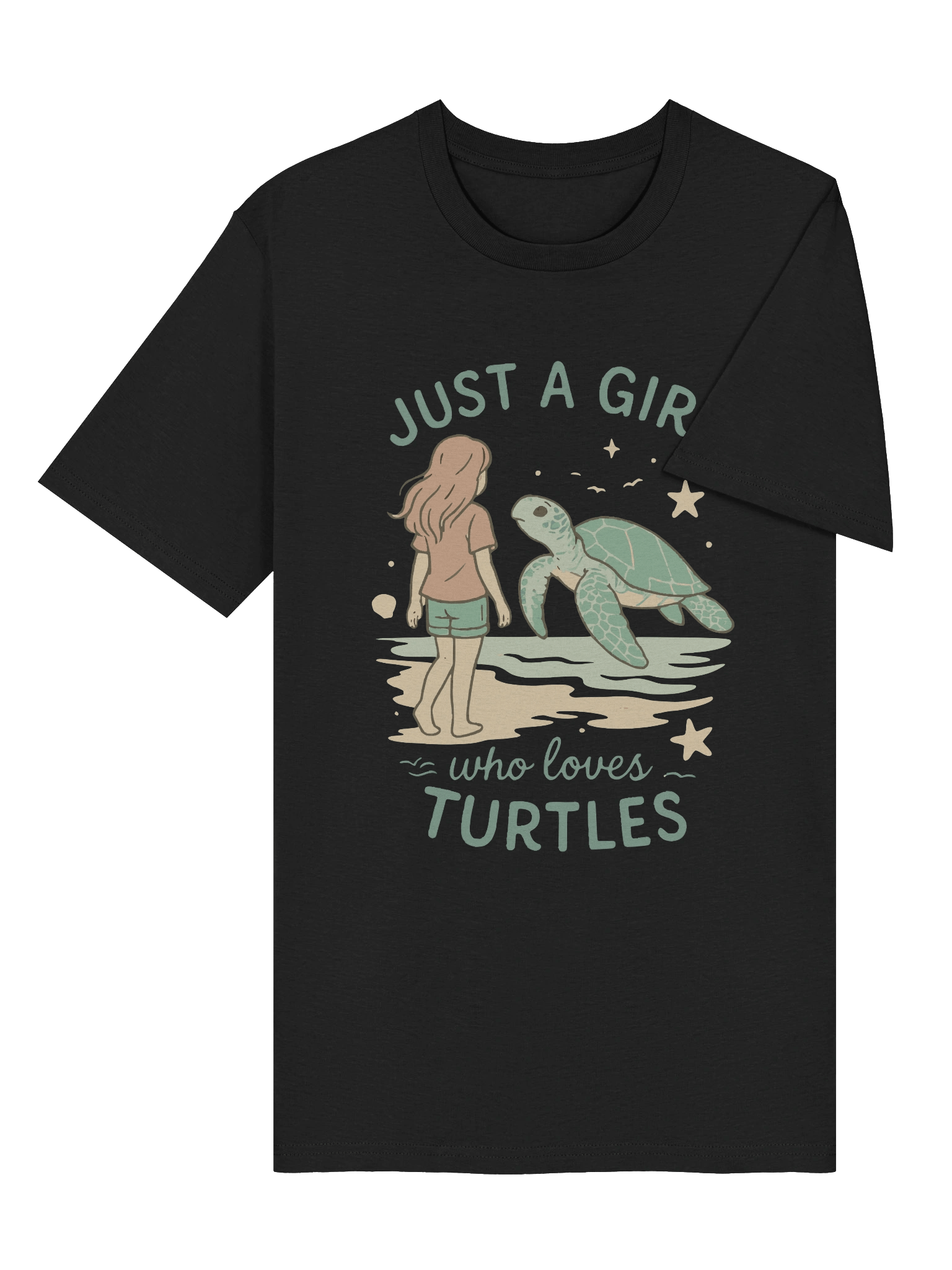 Graphic with Pastel Colors and Retro Hand-Drawn Text ‘Just a Girl Who Loves Turtles’ product image (45)