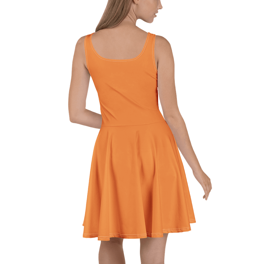 Halloween Pumpkin Orange Solid Color Fit and Flare Skater Dress product image (4)