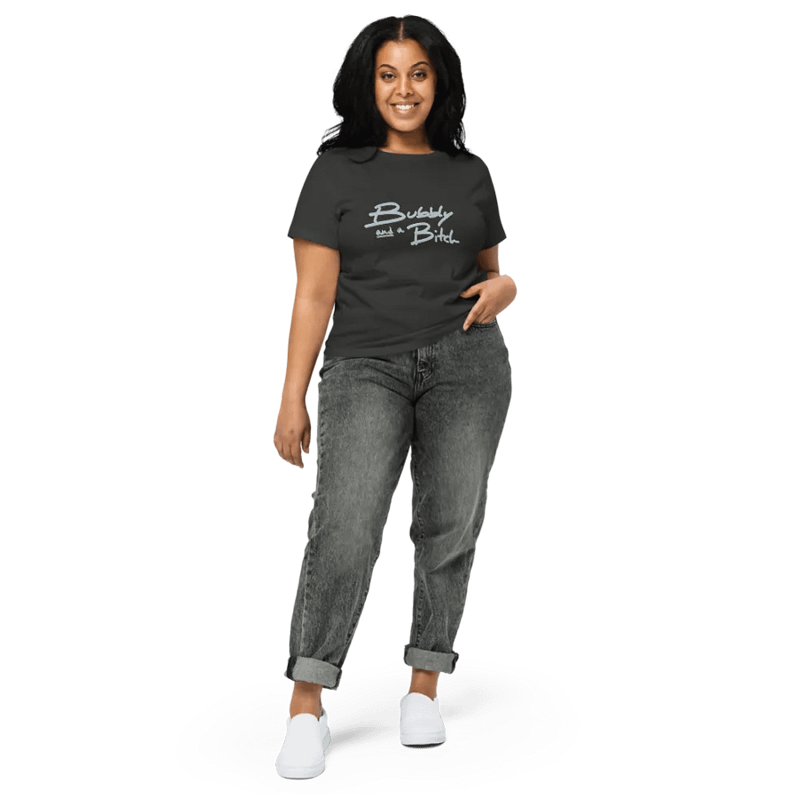 Bubbly and a B*tch (cotton candy design) printed waist-length tee product image (3)