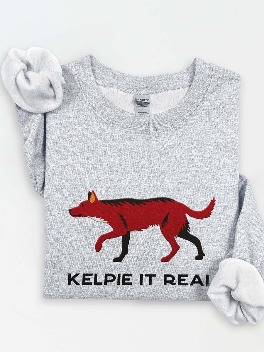 Kelpie It Real Sweatshirt (Embroidered) of an Australian Kelpie(Brown) product image (1)