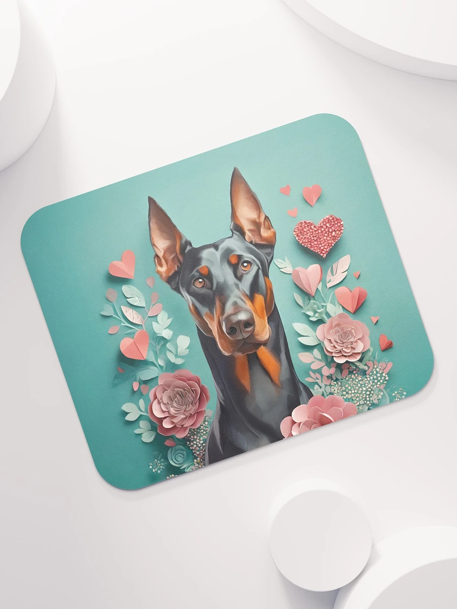 Doberman and paper flowers Mouse Pad product image (7)