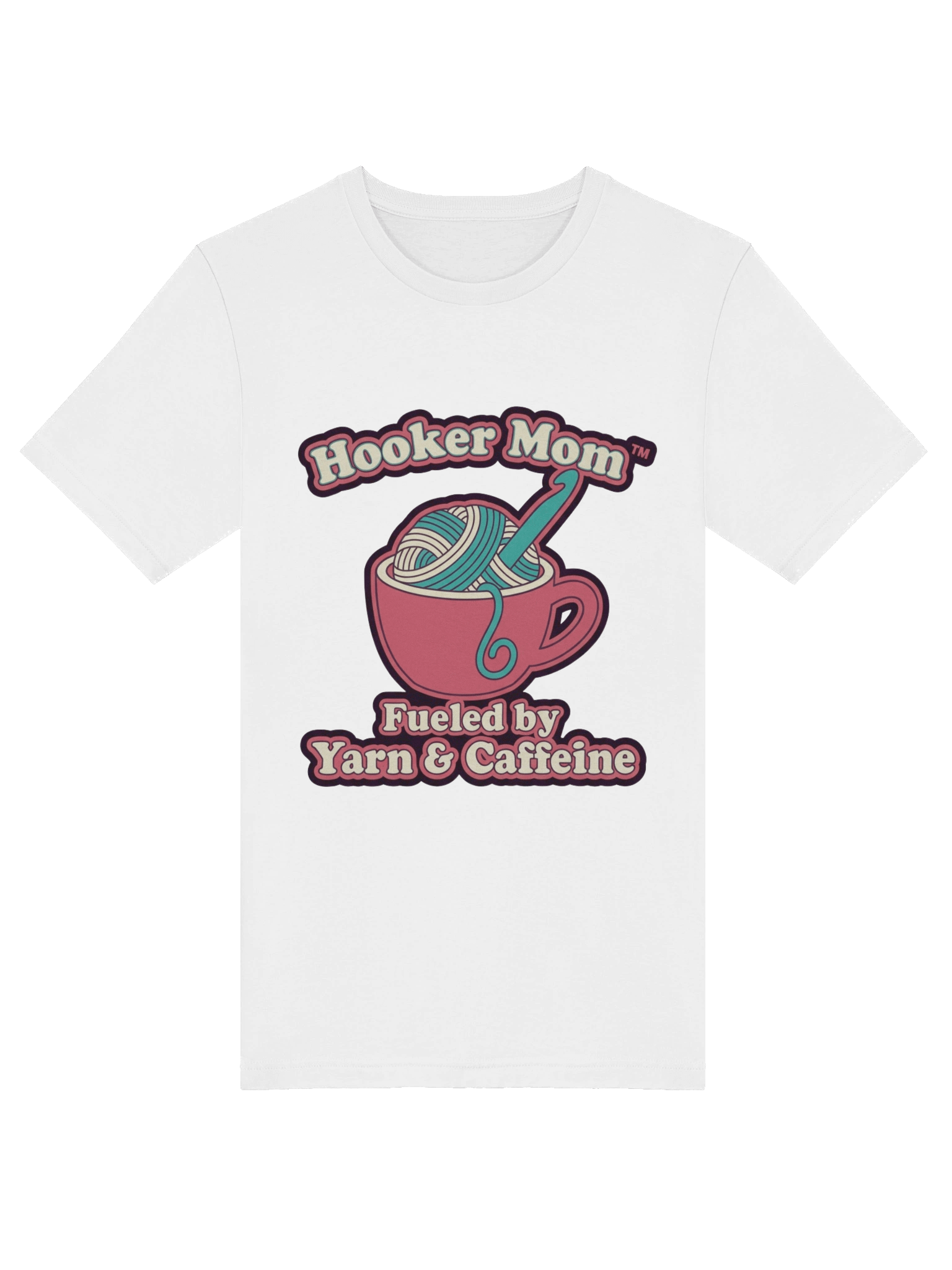 Hooker Mom™ Fueled by Yarn & Caffeine White T-Shirt | Funny Crochet & Coffee Shirt product image (15)