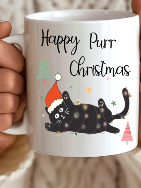 Happy Purr Christmas cat mug product image (1)