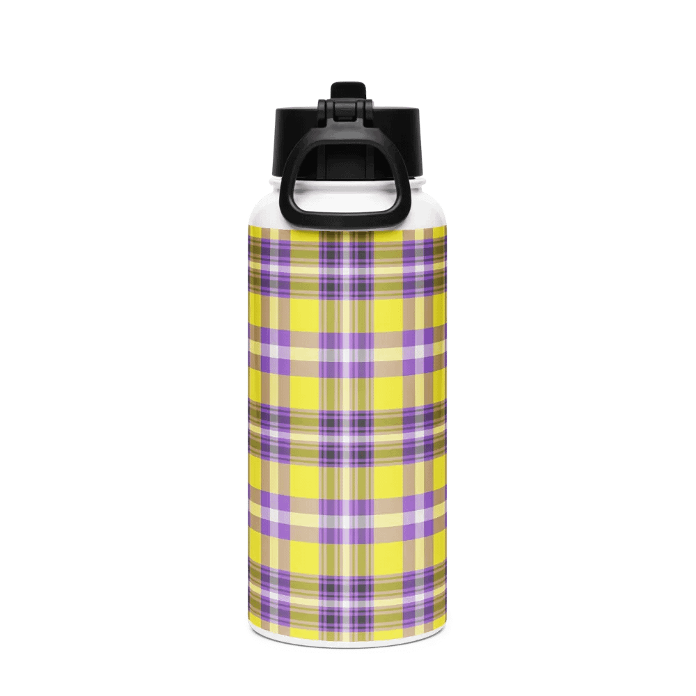 Yellow and Purple Plaid Water Bottle product image (3)