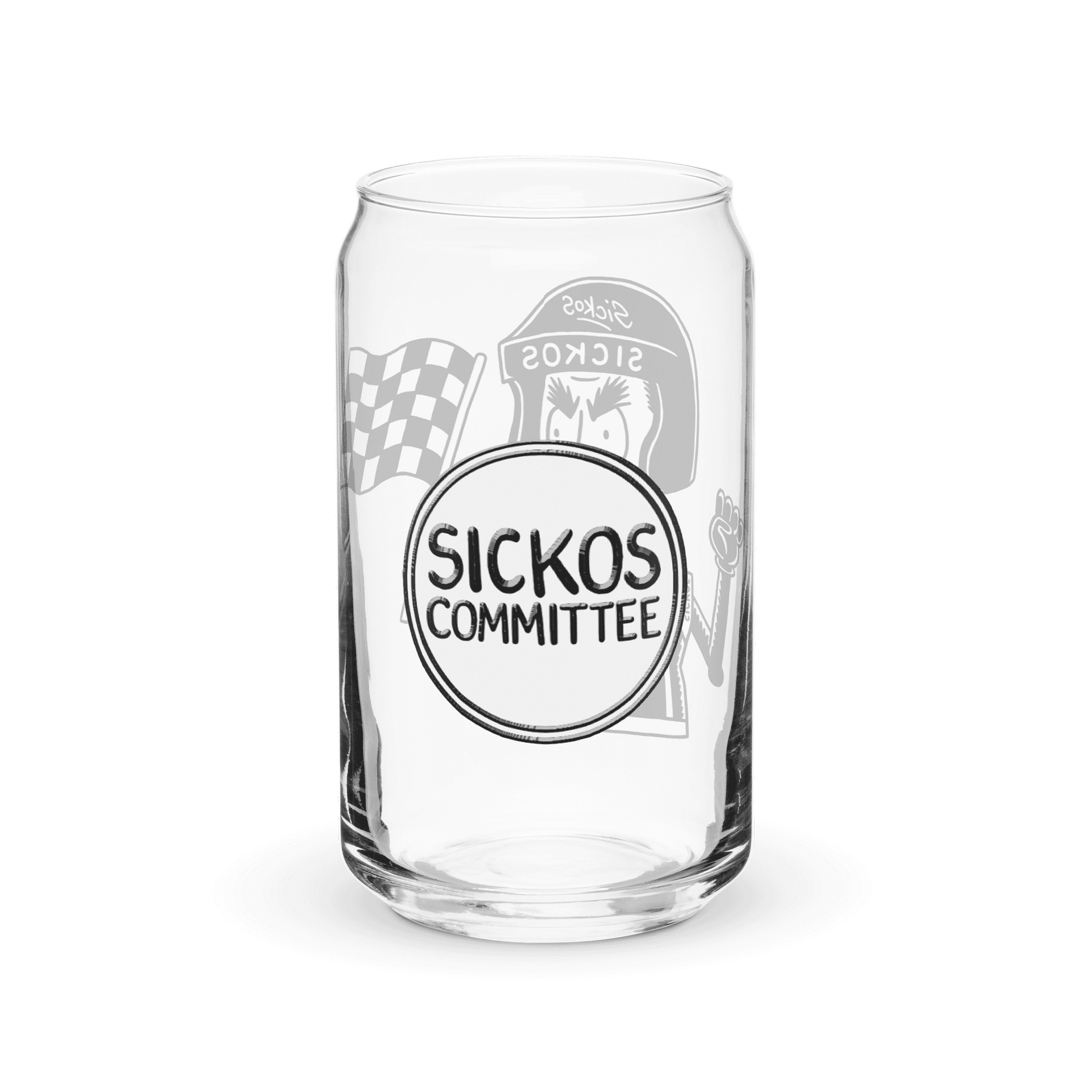 16oz Sickos Racecar Driver Can-Shaped Glass (with Optional Lid/Straw) product image (2)