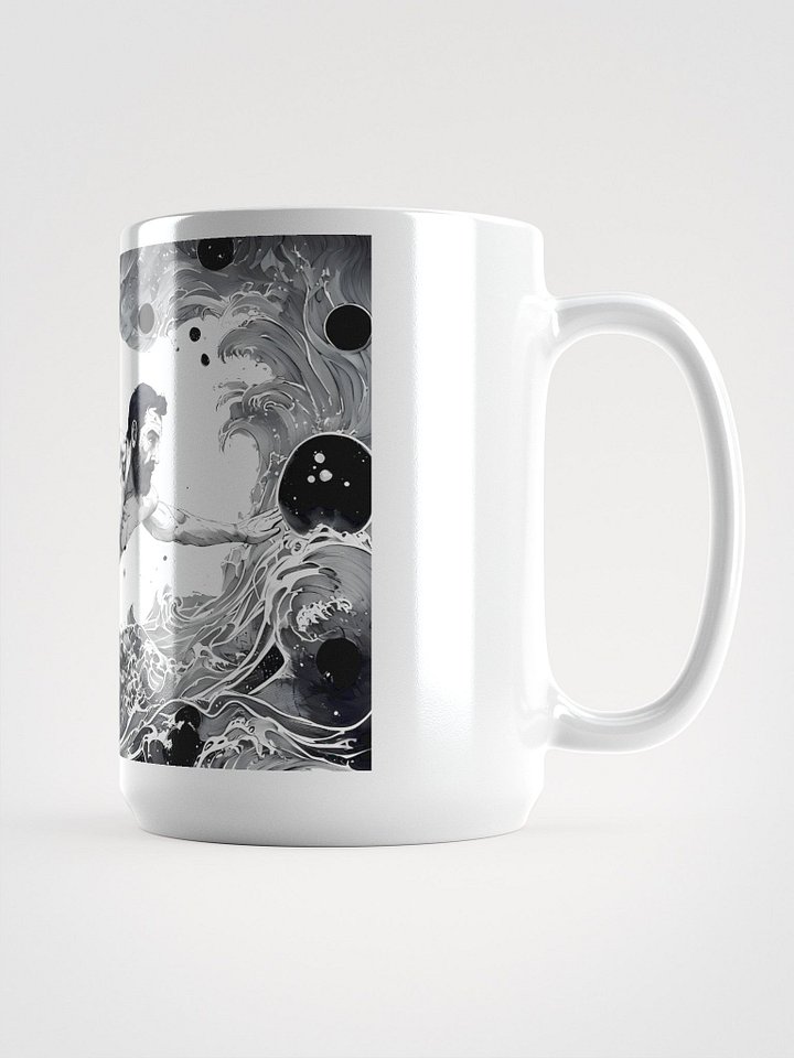 Monochrome Maritime Adventure: Black & White Waves Glossy Mug product image (1)