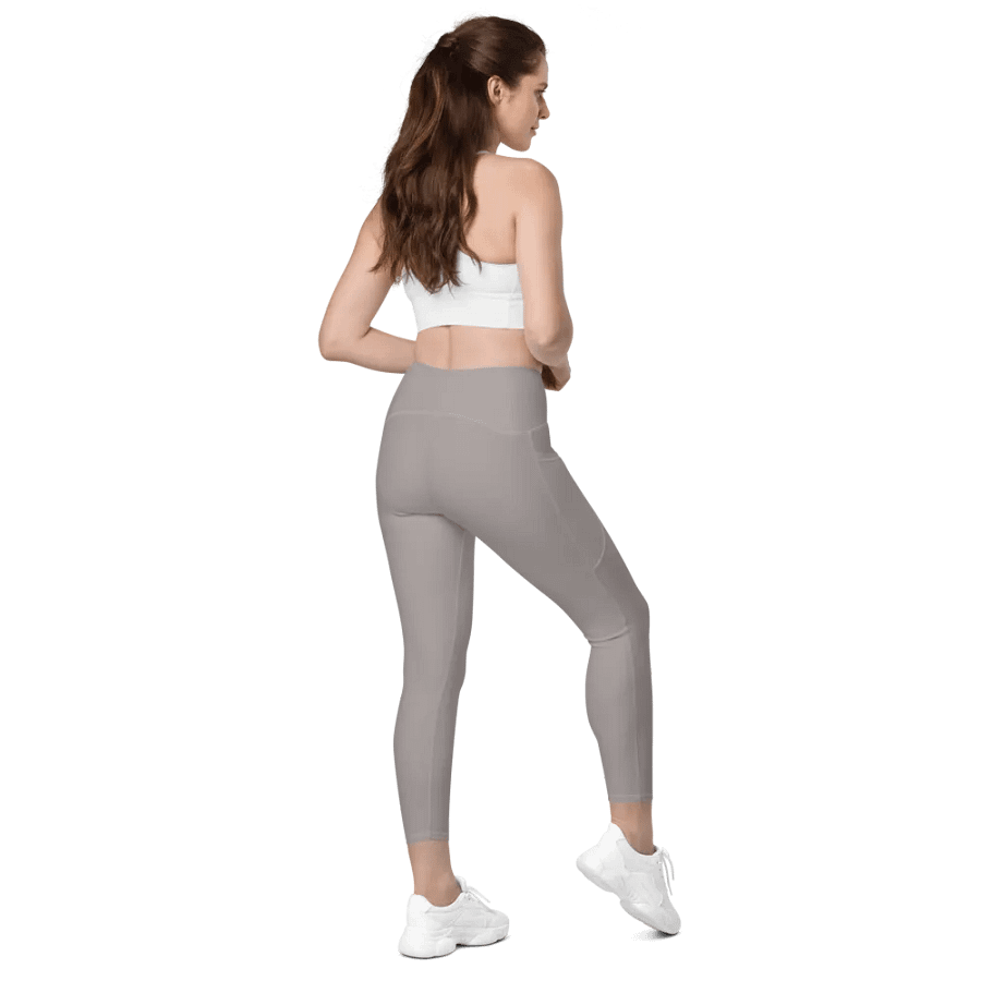 Plain Grey Soft Summer Women's High Waisted Premium Crossover Leggings with Pockets by Treasure Pie product image (7)