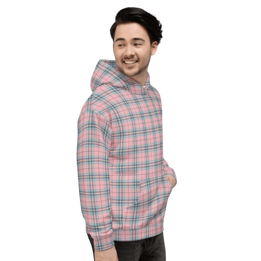 Pastel Pink, Mint Green, and Yellow Plaid Hoodie product image (5)