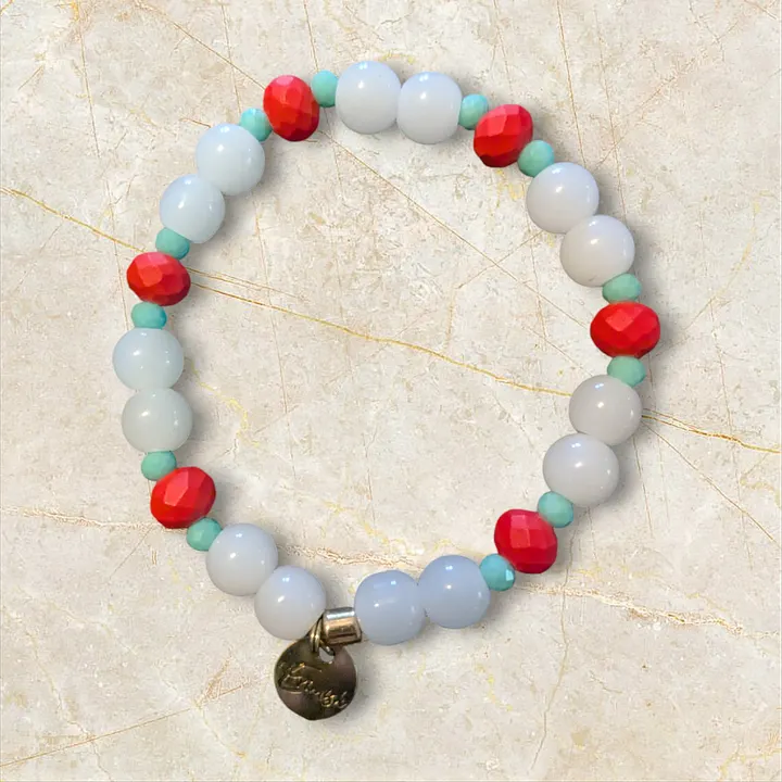 Ermish Red, Teal & White 3 Bracelet Stack product image (2)