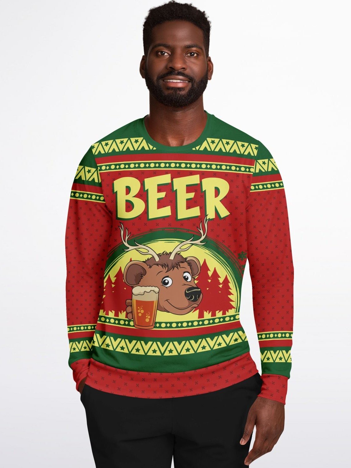 Beer Reindeer Christmas Sweatshirt | Holiday Beer Lover Gift | Funny Drinking Ugly Sweater | Winter Party Outfit product image (5)