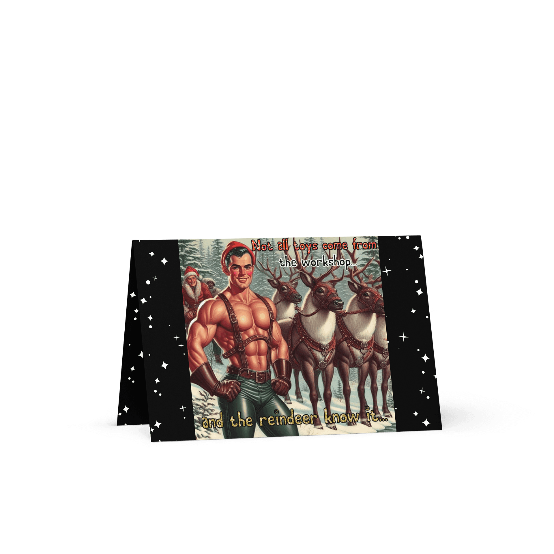 Camp Christmas Gay Leather Collection "The Reindeer Know It!" Gay Leather Christmas Card product image (1)