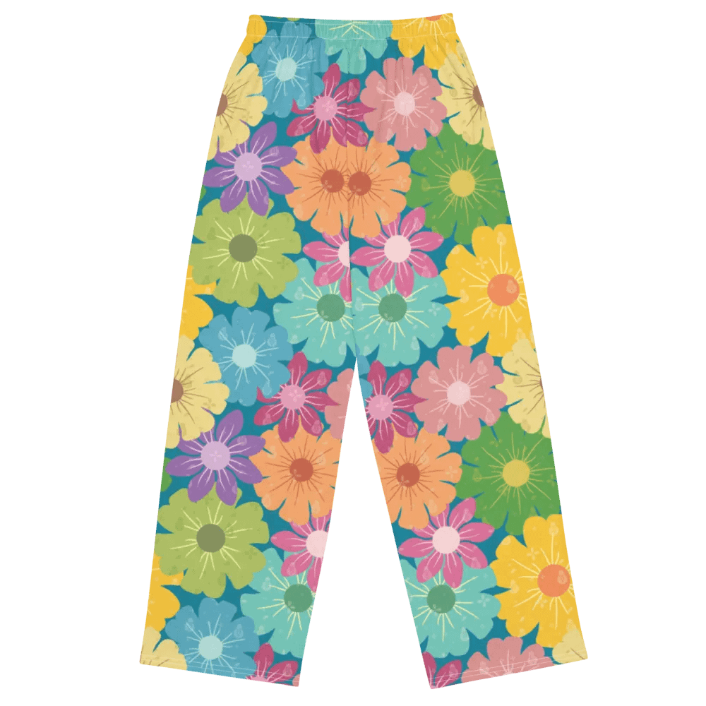 Vibrant Daisy Floral Design Wide-Leg Pants product image (2)