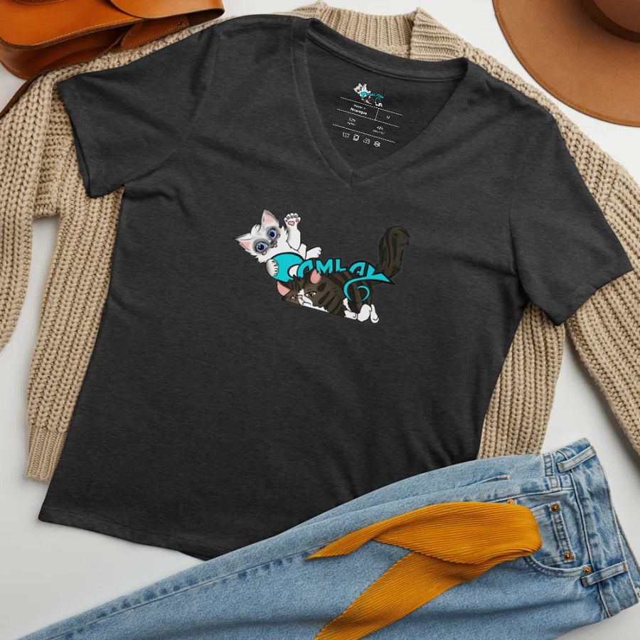 Bella+Canvas Women's Relaxed V-Neck T-Shirt: Luigi & Ariel Logo product image (34)