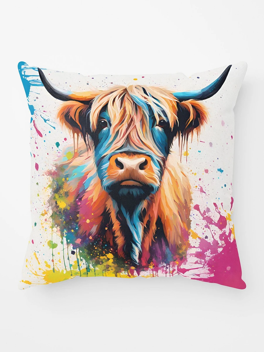 Multi Coloured Paint Splash Highland Cow Pillow product image (6)