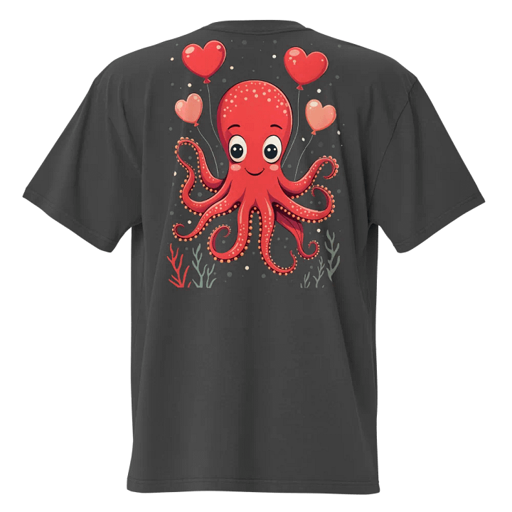 Octopus with Hearts Balloons Faded T-Shirt product image (2)