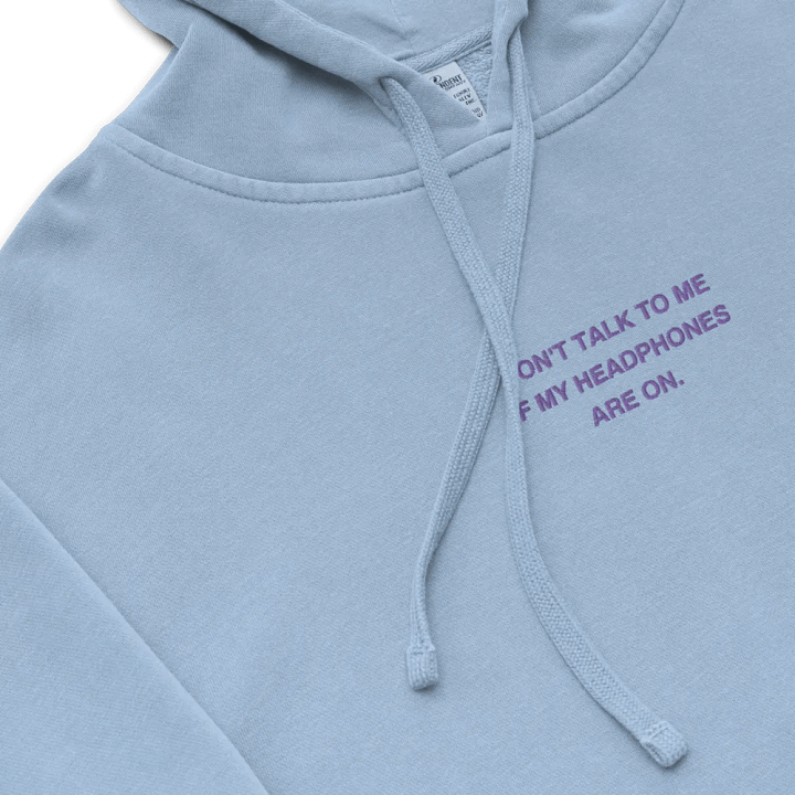 HEADPHONES ON (purple) embroidered pigment hoodie product image (1)