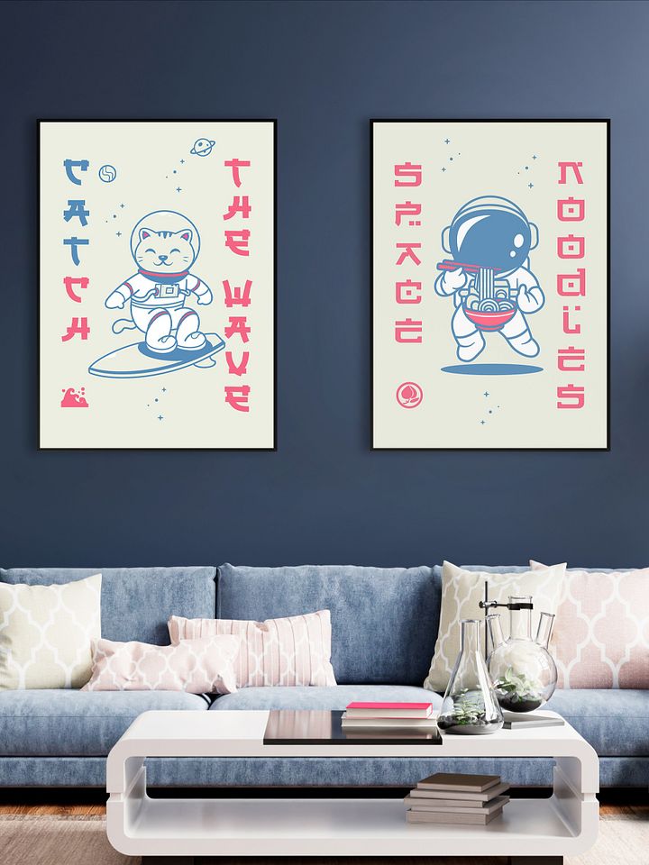 Anime poster: Catch the wave, space cat surfer — vaporwave poster, sport/space poster, manga art print, Japanese space wall art,Japan poster product image (2)