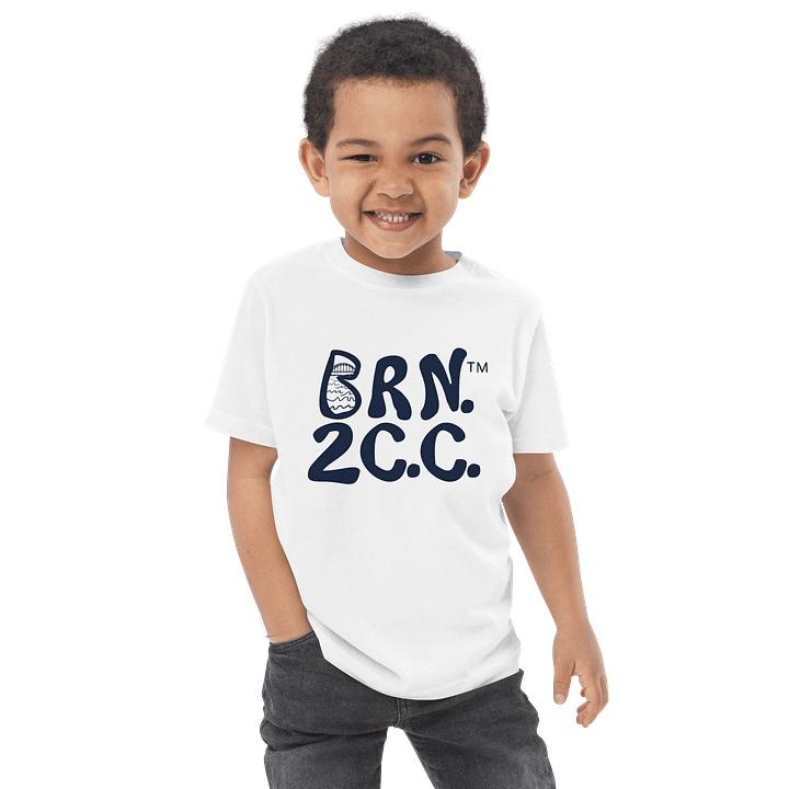 BRN.2C.C.™/BOURNE to Cape Cod™ | DTG Vintage Print | Toddler T-Shirt | Coastal Jersey Tee for Littles | Navy Logos product image (1)