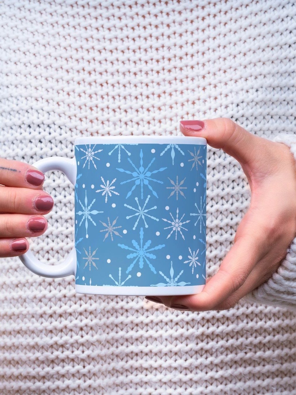 Snowflakes Pattern Mug in Light Blue product image (1)
