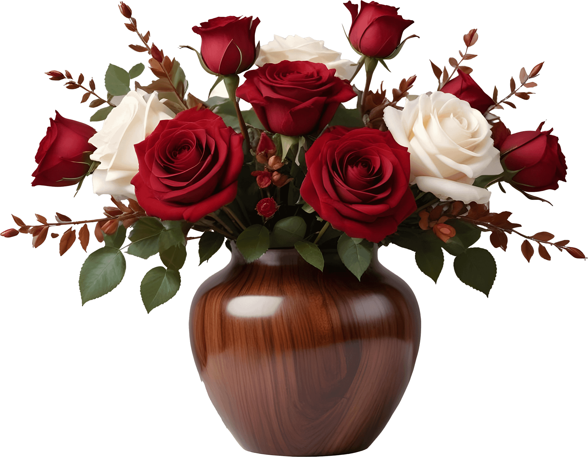Rustic Harmony – Wood-Grain Rose Vase PNG product image (1)