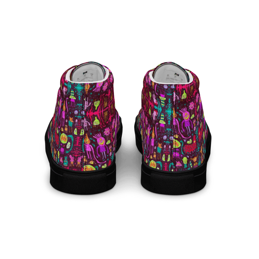 Abstract Darker Doodle Creatures Ladies High Top Canvas Shoes product image (9)