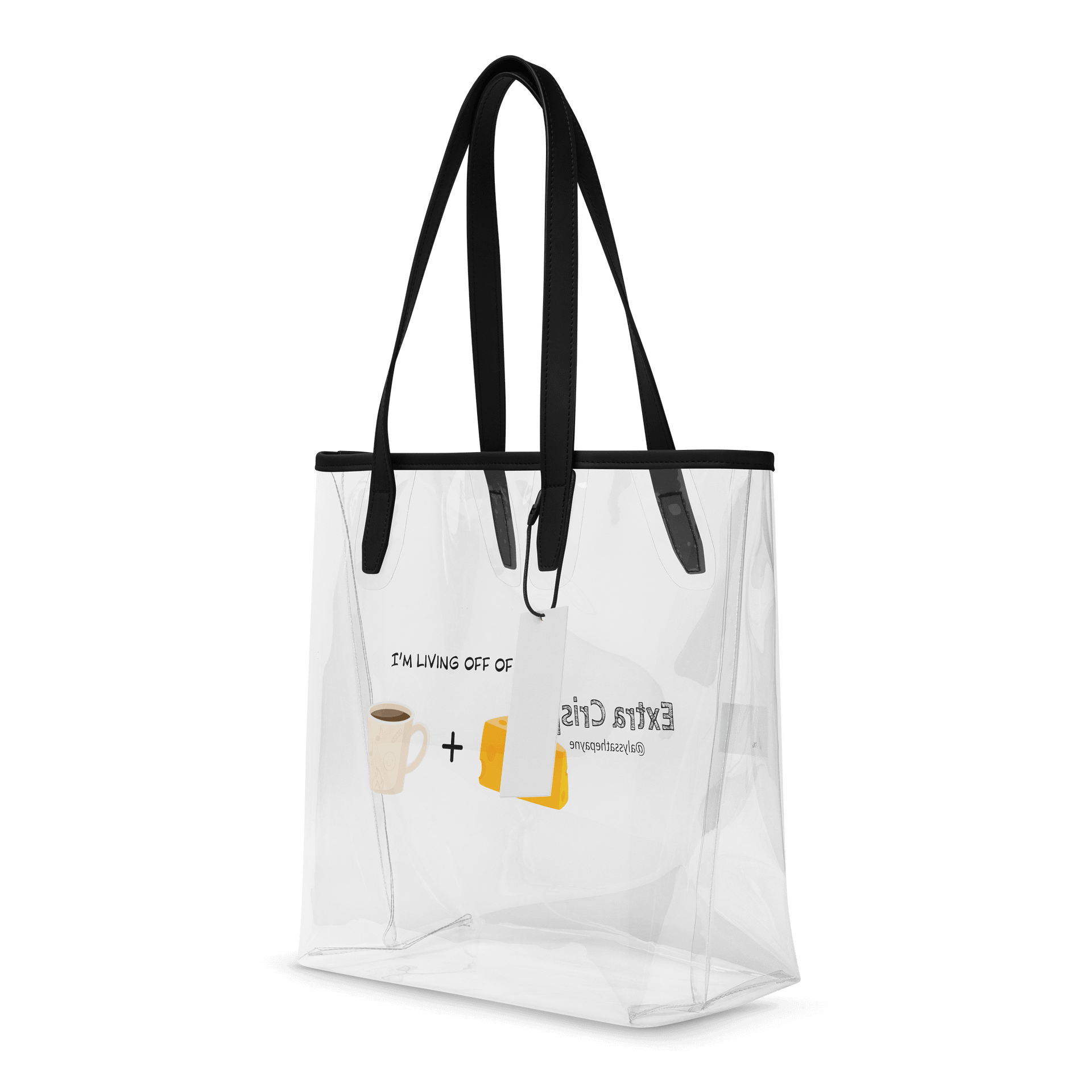 LIVING OFF OF COFFEE AND CHEESE (clear tote bag) product image (4)