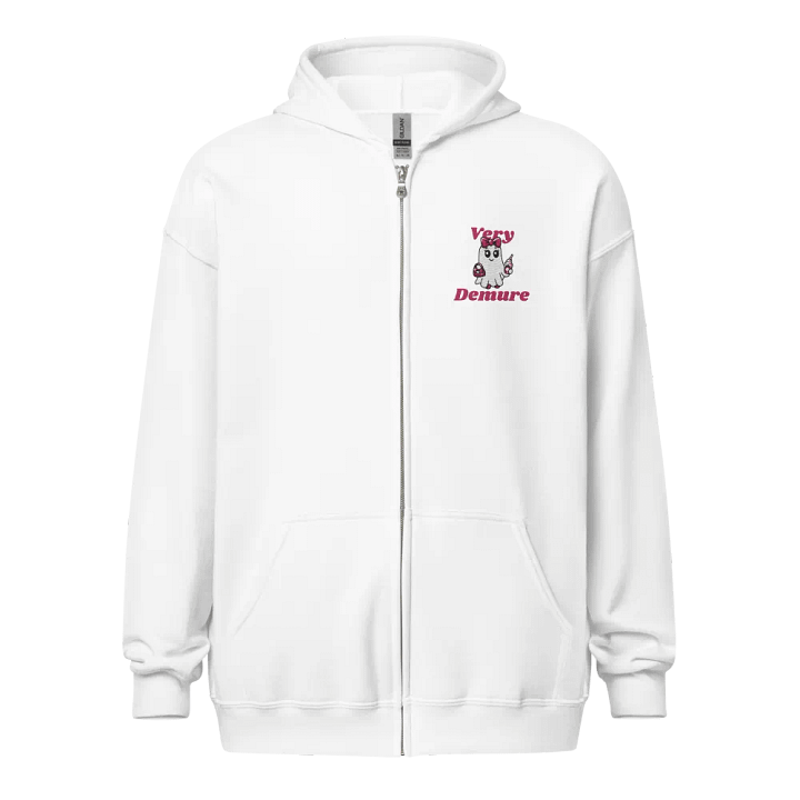 Very Demure Cute Ghost Embroidered Zip Hoodie product image (1)
