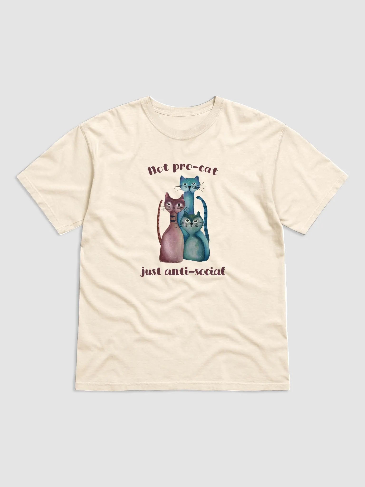 Introvert ant-social T-shirt featuring hand-drawn three cats product image (10)