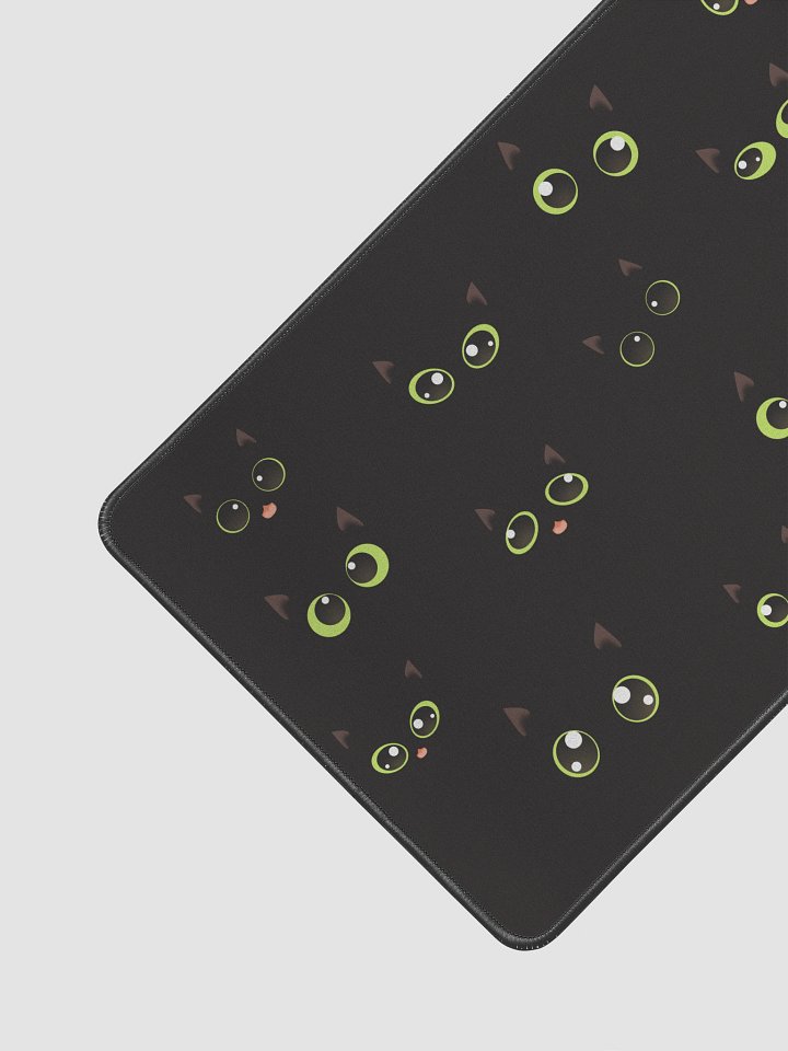 Cute Black Cat Faces (Green Eyes) Desk Mat 12" x 18" product image (2)
