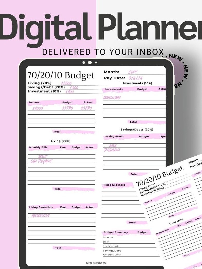 Printable Digital 70/20/10 Budget Planner | Budget Planner | 1 Page | Printable | Paycheck Planner | PDF File product image (3)