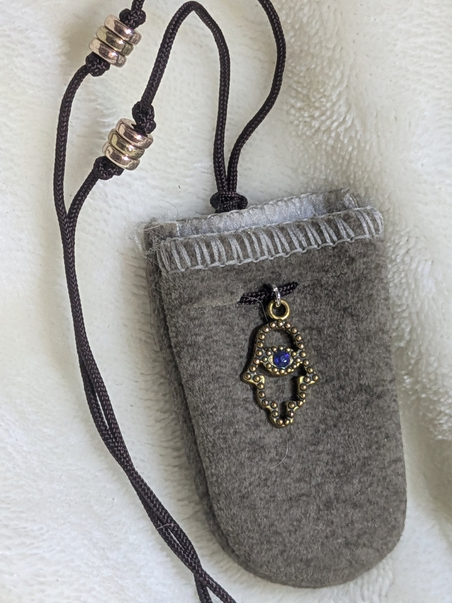 Golden Hamsa Protection Adjustable Pouch Necklace product image (1)