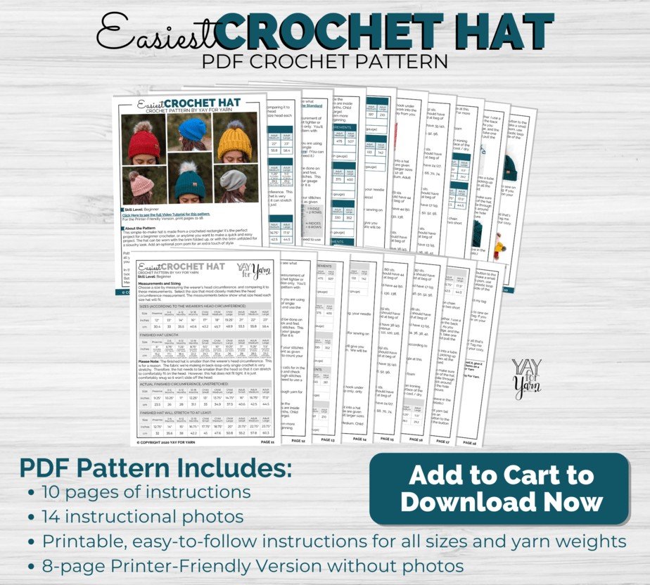 Easiest Crochet Hat EVER - PDF Crochet Pattern & Video Tutorial for Beginners product image (4)