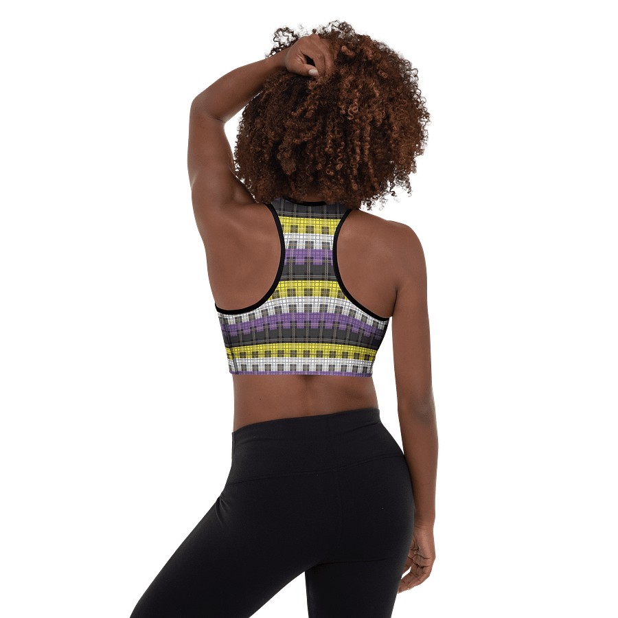 Non-binary Pride Plaid Padded Sports Bra product image (2)