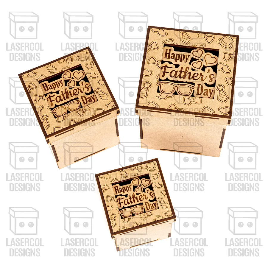 Father's Day Gift Boxes Set 2 (3 Sizes, 5 Styles) - Laser Cut Files product image (9)