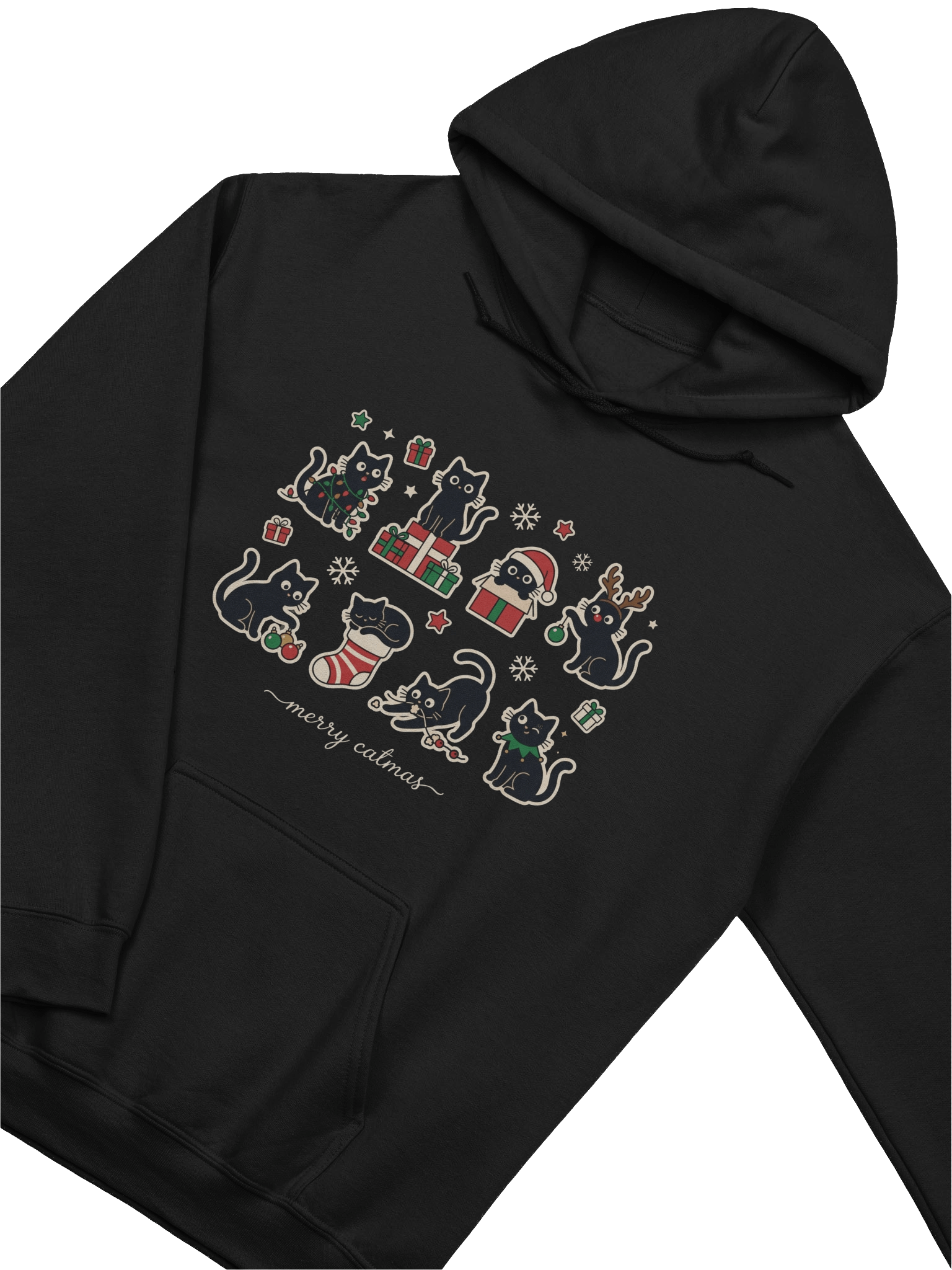 Merry Catmas – Black Cat Holiday Hoodie product image (9)