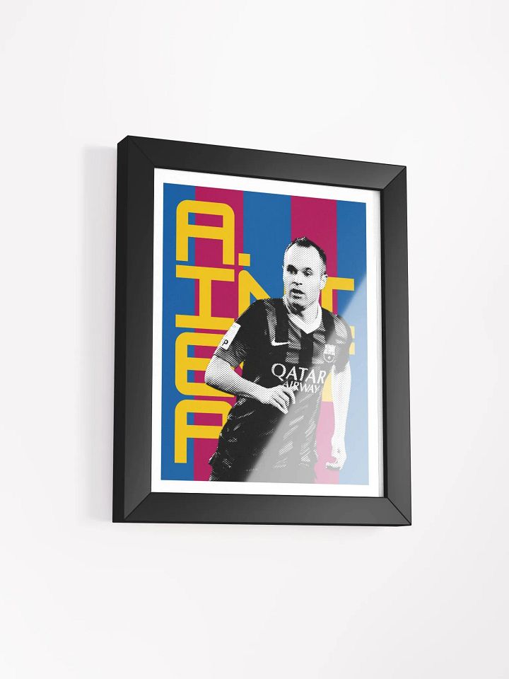 Andrés Iniesta BW Barcelona Name Art Framed Print product image (2)