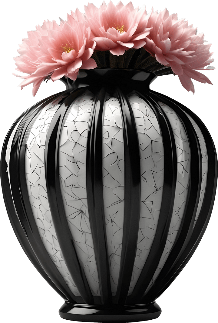 Monochrome Elegance Vase – Black & White Signature, PNG product image (1)