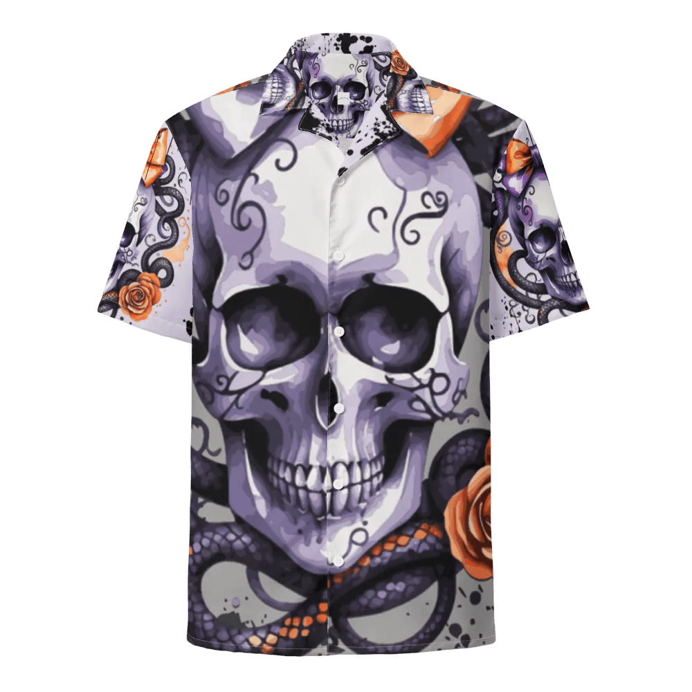 Coquette Style Autumn Skull & Snake Button-Up Shirt product image (1)