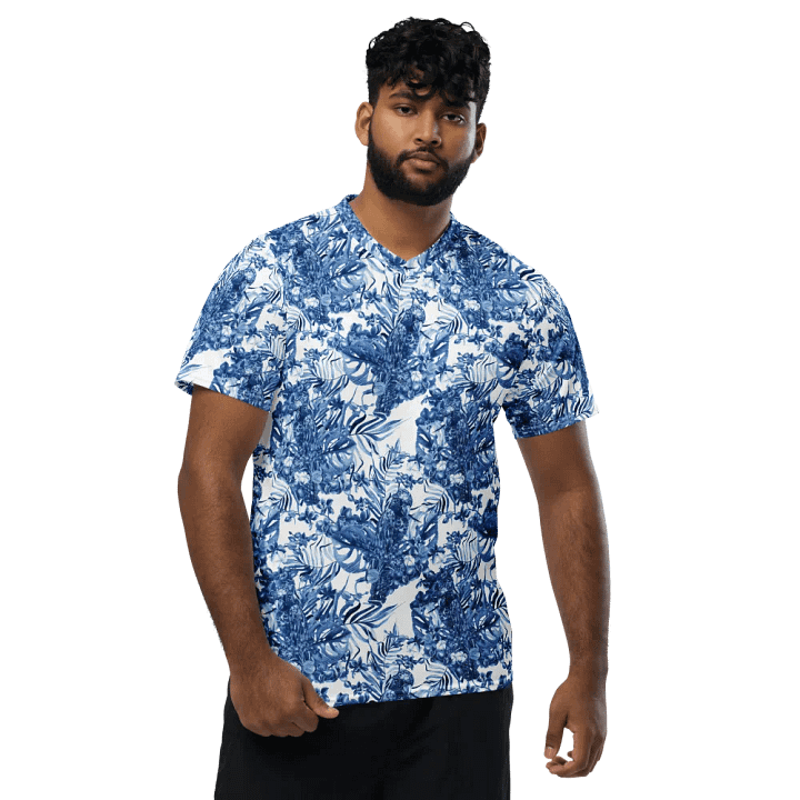 Azure Jungle | Recycled Unisex Sports Jersey product image (1)