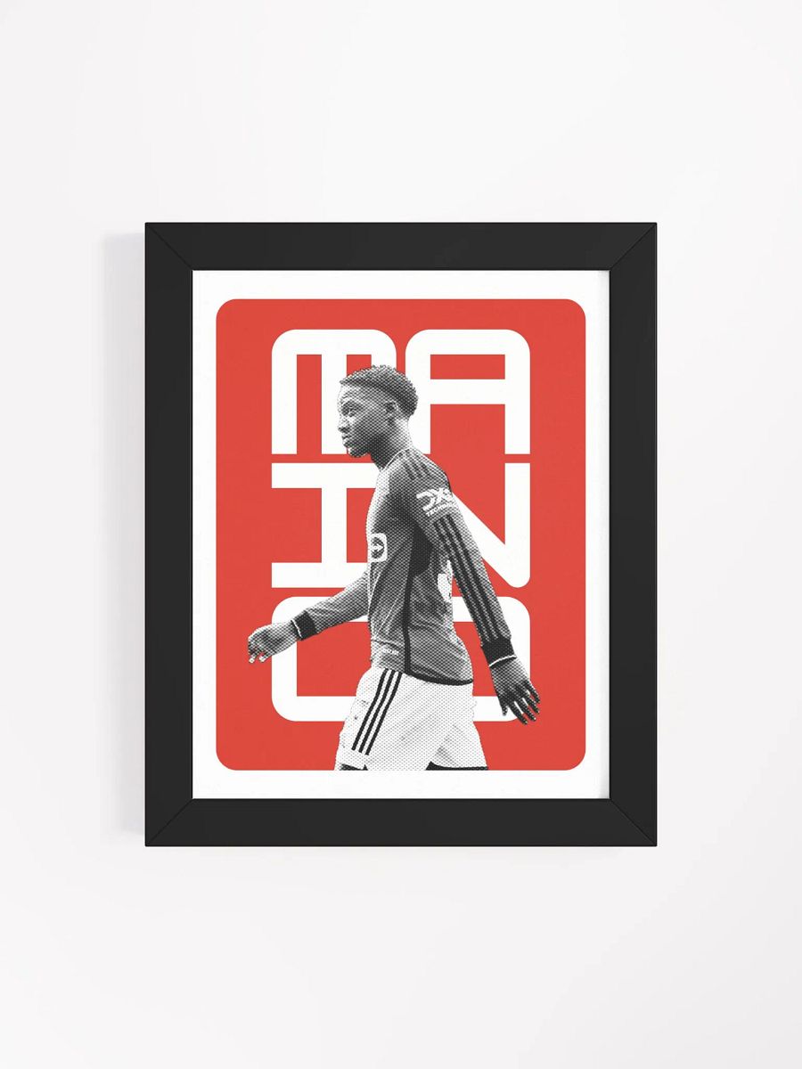 Kobbie Mainoo BW Manchester United Name Art Framed Print product image (3)