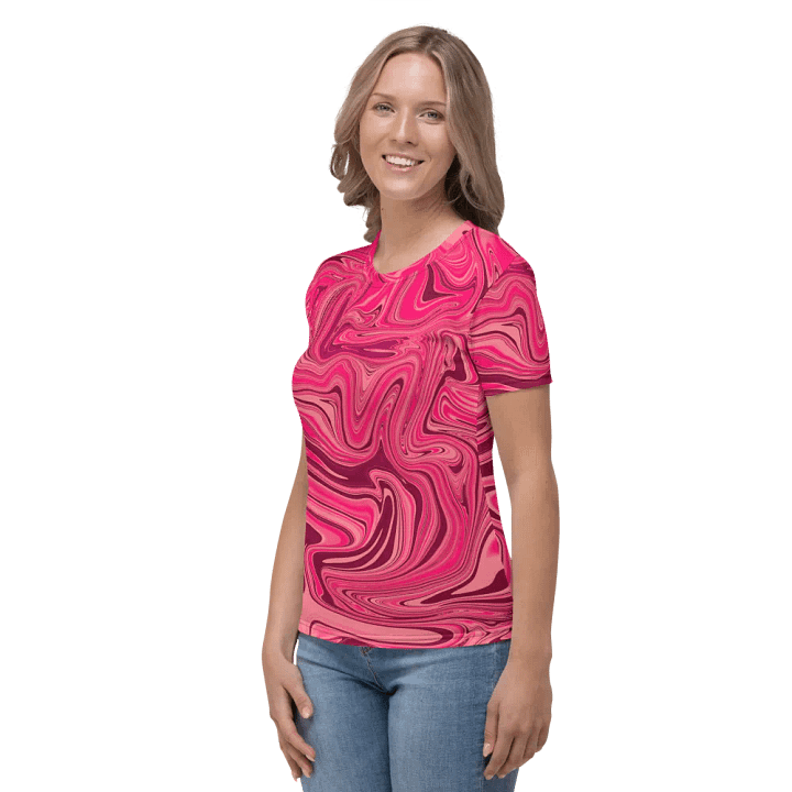 Women's Crew Neck Tshirt - Shades of Magenta Pink Digital Fluid Art product image (2)