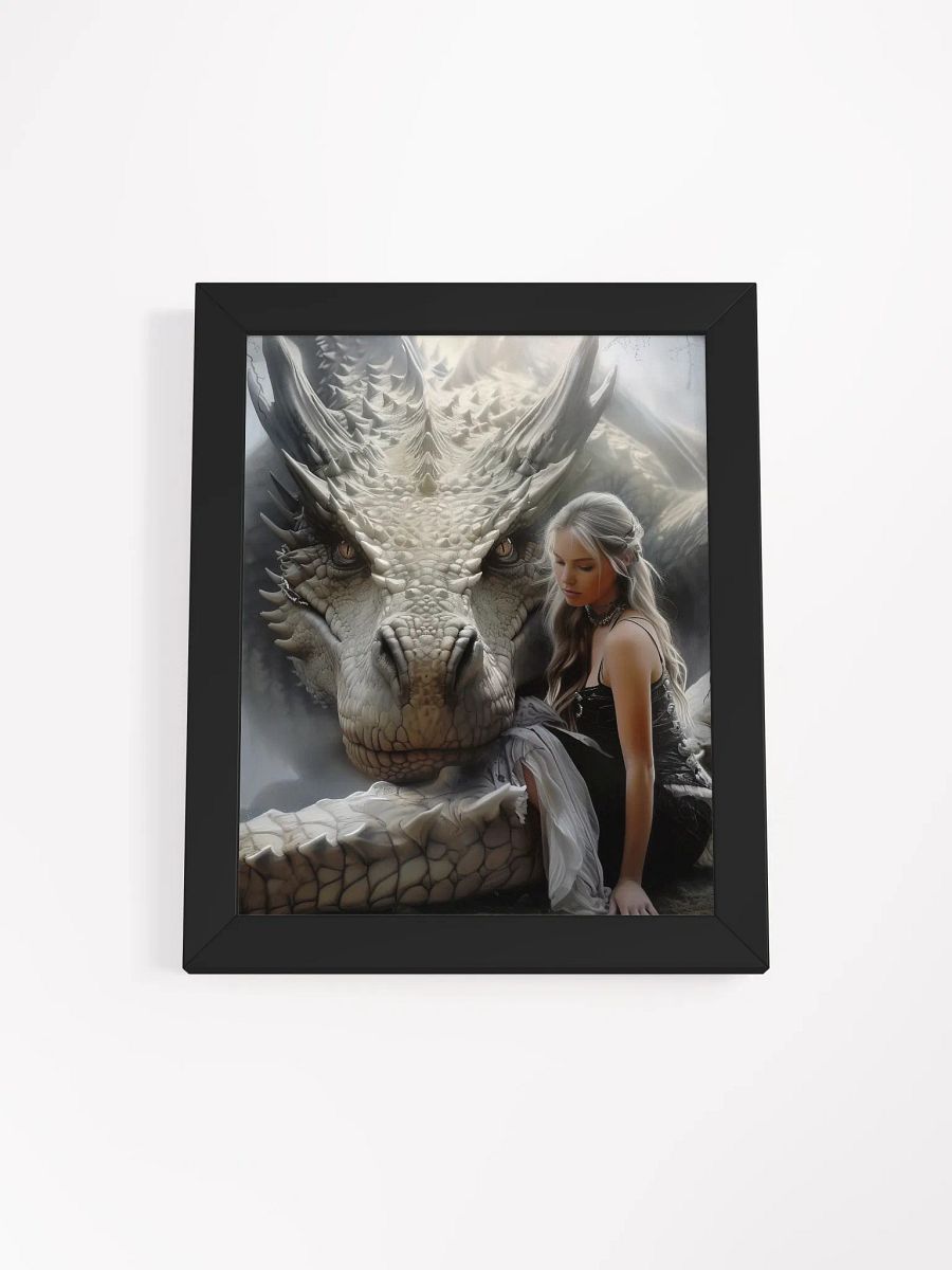 Girl with her white dragon - Framed High Quality Matte Poster product image (2)