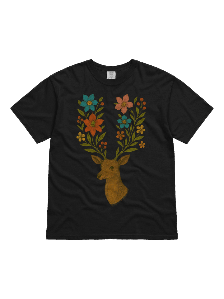 Floral Majesty Deer T-Shirt Mindful Nature T-Shirt – Flower Relaxing Tee product image (4)