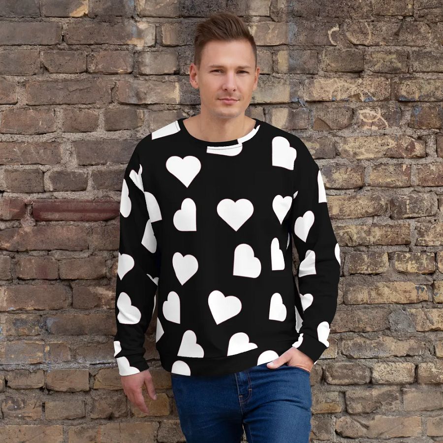 Love Pattern 5 Black and White Unisex Sweatshirt product image (4)