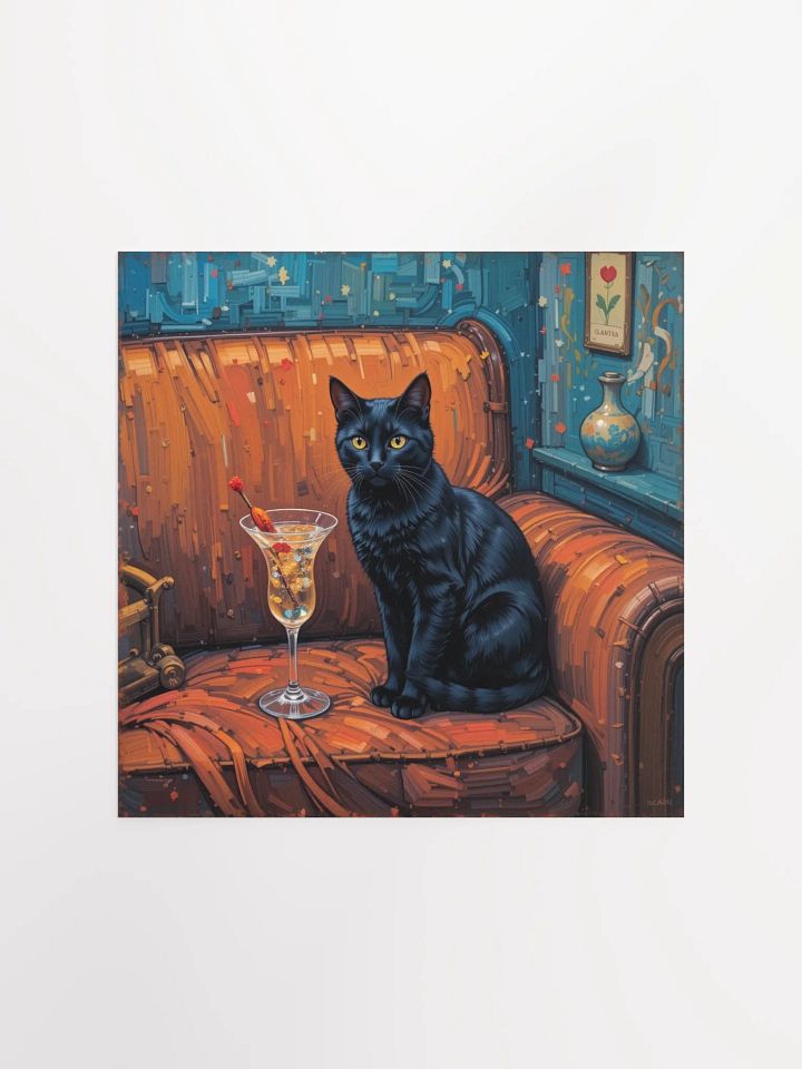 BLACK CAT ON COUCH NEXT TO MARTINI product image (5)